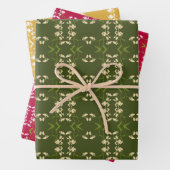 Vrolijk Koninklijk Botanisch Feestelijk Groen Rood Inpakpapier Vel (In situ)