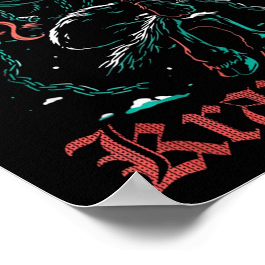 Vrolijk Krampus Kerstmis Xmas Horror Lelijk Kwaad  Poster (Hoek)