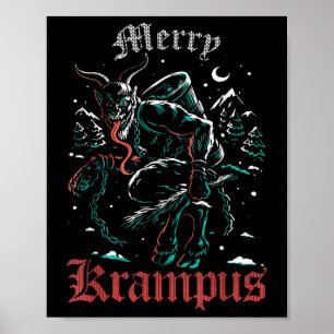 Vrolijk Krampus Kerstmis Xmas Horror Lelijk Kwaad  Poster