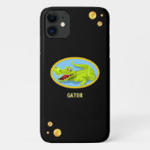 Vrolijk krokodil en gouden confetti zwart Case-Mate iPhone case (Achterkant)