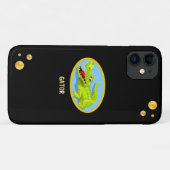 Vrolijk krokodil en gouden confetti zwart Case-Mate iPhone case (Achterkant (horizontaal))