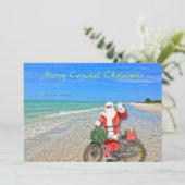 Vrolijk Kustkerstfeest Sanibel Island Beach Santa Feestdagenkaart (Staand voorkant)