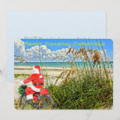 Vrolijk Kustkerstfeest Sanibel Island Beach Santa Feestdagenkaart (Voorkant / Achterkant)