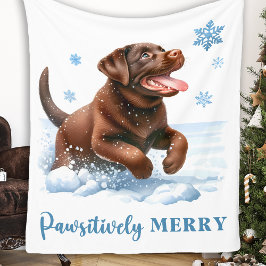 Vrolijk Labrador Retriever Puppy Dog Kerstmis Fleece Deken
