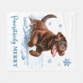 Vrolijk Labrador Retriever Puppy Dog Kerstmis Fleece Deken (Voorkant (Horizontaal))