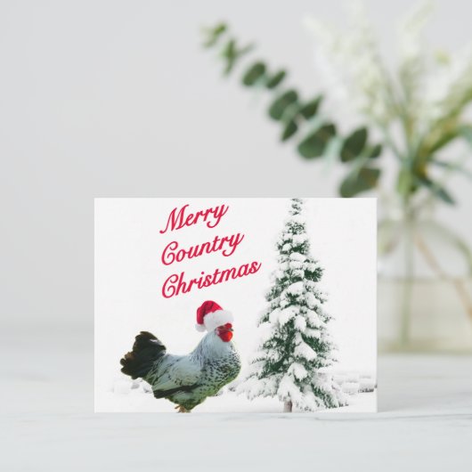 Vrolijk Land Kerstkip met Kersthoed Feestdagenkaart (Staand voorkant)