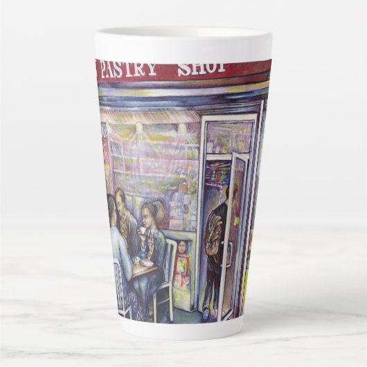 vrolijk latte mok (Voorkant)