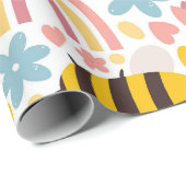 Vrolijk lente bijenpatroon cadeaupapier (Rol Hoek)