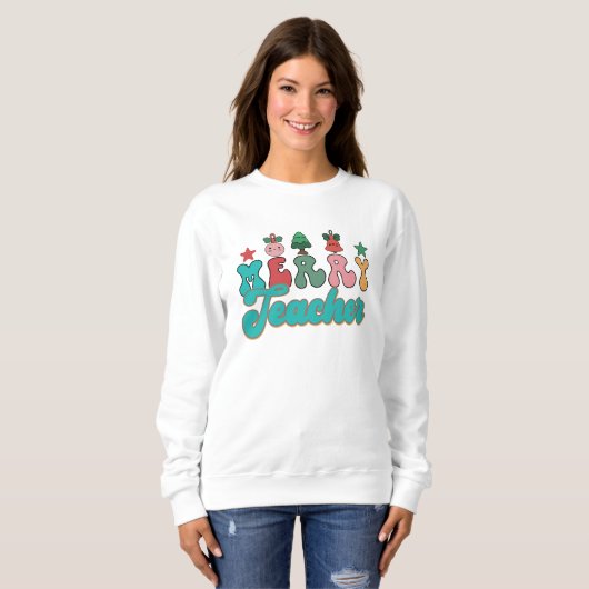 Vrolijk leraar kerst sweatshirt (Voorkant volledig)