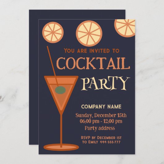 Vrolijk leuk cool kerstcocktailparty zakelijk kaart (Voorkant / Achterkant)