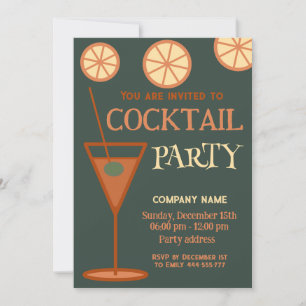 Vrolijk leuk cool kerstcocktailparty zakelijk kaart