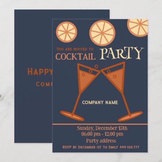 Vrolijk leuk cool kerstcocktailparty zakelijk kaart (Voorkant / Achterkant)
