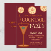 Vrolijk leuk cool kerstcocktailparty zakelijk kaart (Voorkant / Achterkant)