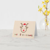 Vrolijk, leuk, minimalistisch rendier in de kerstm kaart (Gele Bloem)