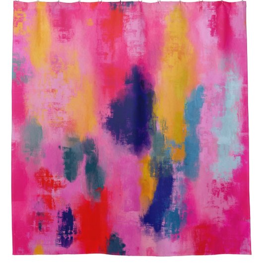 Vrolijk levendig Abstract roze Douchegordijn (Voorkant)