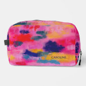 Vrolijk levendig Abstract roze gepersonaliseerd Toilettasje (Voorkant)