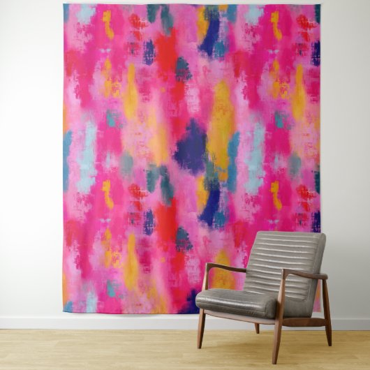 Vrolijk levendig Abstract roze Wandkleed (In situ)