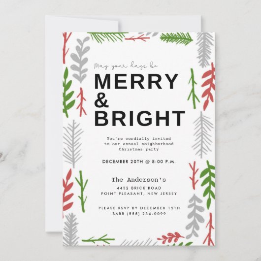 Vrolijk Licht Buurt Kerstfeest Kaart (Voorkant)