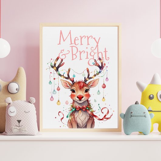Vrolijk & licht Schattige rendier vakantie feestel Poster