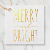 Vrolijk licht vakantie modern handgeschreven goud bedankjes labels (Voorkant)