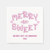 Vrolijk & Lief Kerstmis Candy Cane Vakantie Party Servet (Voorkant)