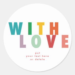 VROLIJK LIEFDE VREUGDE KLEURRIJK KERSTFEEST RONDE STICKER