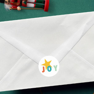VROLIJK LIEFDE VREUGDE KLEURRIJK KERSTFEEST RONDE STICKER