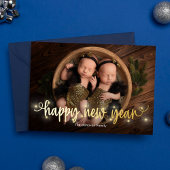 Vrolijk Lit FOIL Gelukkig Nieuwjaar Vakantiekaart Folie Feestdagenkaart