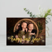 Vrolijk Lit FOIL Gelukkig Nieuwjaar Vakantiekaart Folie Feestdagenkaart (Staand Voorkant)