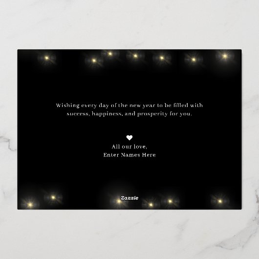 Vrolijk Lit FOIL Gelukkig Nieuwjaar Vakantiekaart Folie Feestdagenkaart (Achterkant)