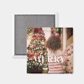 Vrolijk magisch kerstscript & serieuze foto magneet (Voorkant / Achterkant)