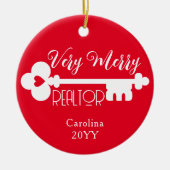 Vrolijk makelaar Nieuwe Home Key Kerstmis Keramisch Ornament (Voorkant)