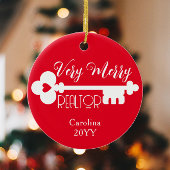 Vrolijk makelaar Nieuwe Home Key Kerstmis Keramisch Ornament