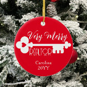 Vrolijk makelaar Nieuwe Home Key Kerstmis Keramisch Ornament