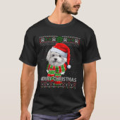 Vrolijk Maltees Santa Ugly T-shirt (Voorkant)