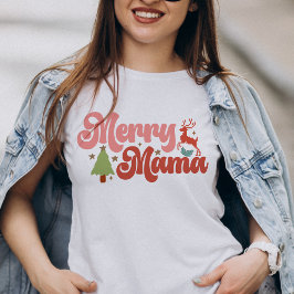 Vrolijk Mama Retro Groovy Kerst Feestdagen Tri-Blend Shirt