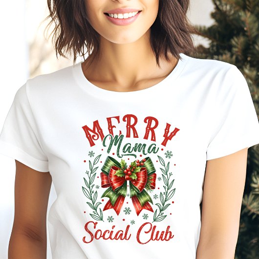 Vrolijk Mama Social Club Coquette Kerstmis Tri-Blend Shirt