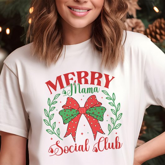 Vrolijk Mama Social Club Coquette Kerstmis Tri-Blend Shirt