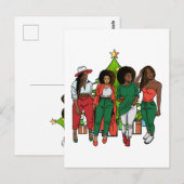 Vrolijk melanine kerst zwart vrouw vriendjes briefkaart (Voorkant / Achterkant)