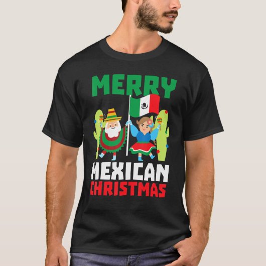 Vrolijk Mexicaans kerstfeest Funny Mexico Kerstmis T-shirt (Voorkant)