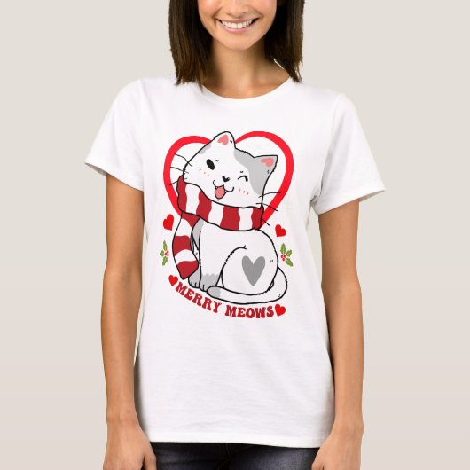Vrolijk miauwt t-shirt (Voorkant)