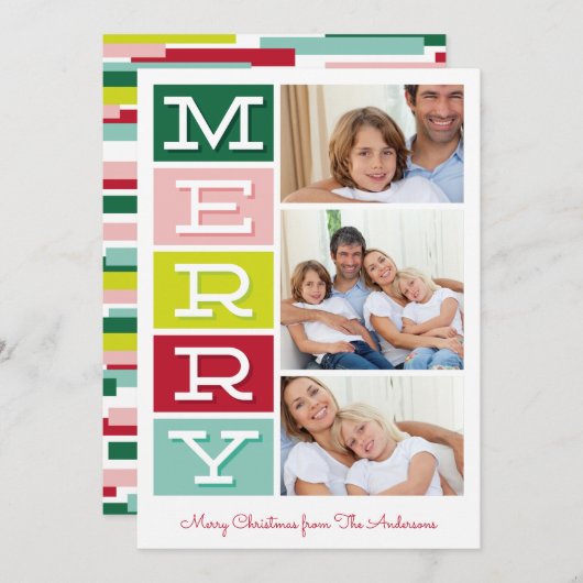 Vrolijk Mid Century Moderne Kerstfotokaart Kaart (Voorkant / Achterkant)