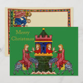 Vrolijk middeleeuws kerstfeest feestdagenkaart (Voorkant / Achterkant)