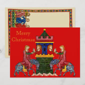 Vrolijk middeleeuws kerstfeest feestdagenkaart (Voorkant / Achterkant)