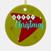 Vrolijk midden eeuw Kerstmis Keramisch Ornament (Voorkant)