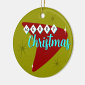 Vrolijk midden eeuw Kerstmis Keramisch Ornament (Links)