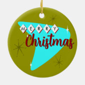 Vrolijk midden eeuw Kerstmis Keramisch Ornament (Achterkant)