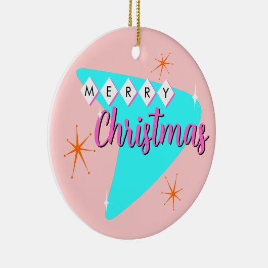 Vrolijk midden eeuw Kerstmis Keramisch Ornament (Rechts)