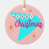 Vrolijk midden eeuw Kerstmis Keramisch Ornament (Voorkant)