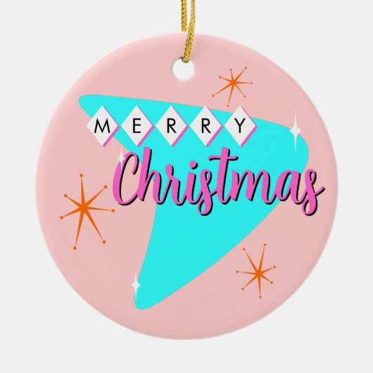 Vrolijk midden eeuw Kerstmis Keramisch Ornament (Voorkant)